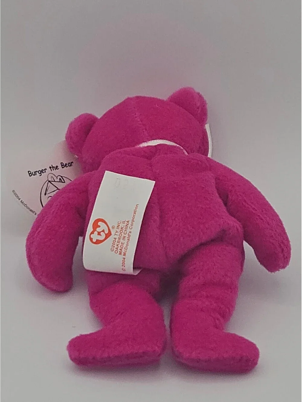 2004 McDonald's Ty Teenie Beanie Baby Burger the Bear Pink